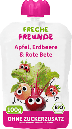Quetschie Apfel, Rote Beete, Erdbeere & Himbeere ab 8 Monaten Freche Freunde