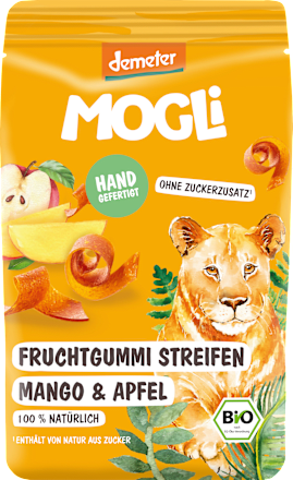 Kindersnack Fruchtgummi Streifen Mango & Apfel, ab 3 Jahren  MOGLi