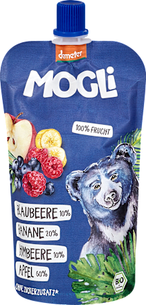 Quetschie Bio Blaubeere, Banane, Himbeere und Apfel ab 3 Jahren MOGLi