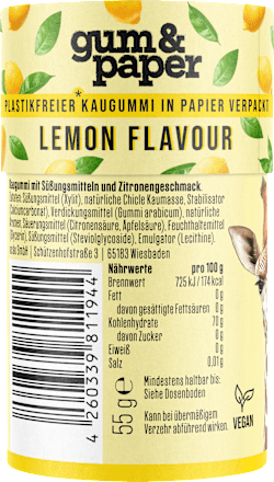 Kaugummi, Lemon Flavour, zuckerfrei (40 Stück) gum&paper