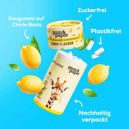 Kaugummi, Lemon Flavour, zuckerfrei (40 Stück) gum&paper