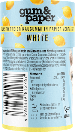 Kaugummi, White Citrus, zuckerfrei (40 Stück) gum&paper