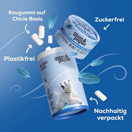 Kaugummi, Strong Mint Flavour, zuckerfrei (40 Stück) gum&paper