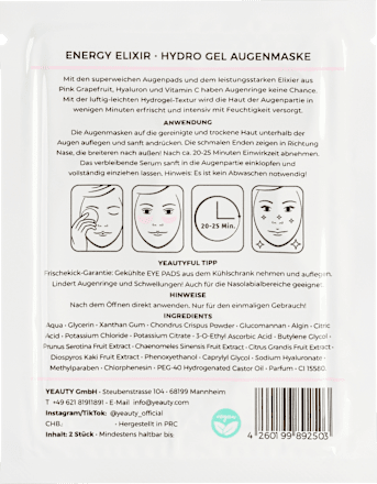 Augenpads Energy Elixir (1 Paar) Yeauty