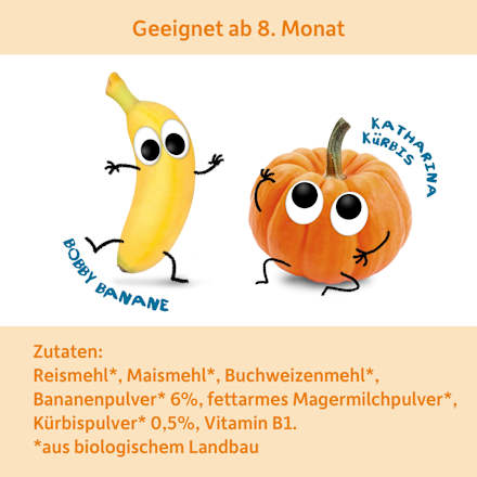 Babysnack Knusper-Schnitte Banane & Kürbis ab dem 8. Monat, 6x14g Freche Freunde