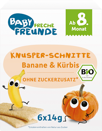 Babysnack Knusper-Schnitte Banane & Kürbis ab dem 8. Monat, 6x14g Freche Freunde