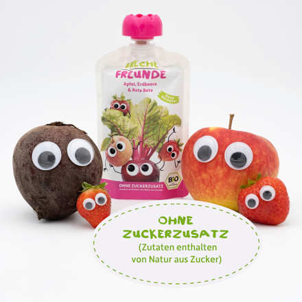 Quetschie Apfel, Rote Beete, Erdbeere & Himbeere ab 8 Monaten Freche Freunde