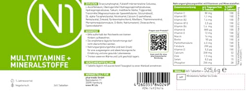 Tabletten Multivitamine + Mineralstoffe 365 St N1