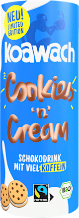 Trinkfertiger Schokodrink, Cookies 'n' Cream mit Koffein aus Guarana koawach