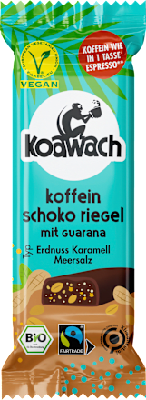 Schokoriegel Koffein mit Guarana, Erdnuss Karamell Meersalz koawach