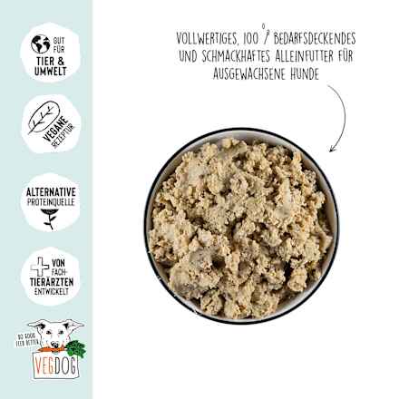 Nassfutter Hund mit Linsen, Hirse, Spinat & Chia VEGDOG