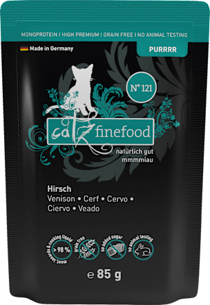 Nassfutter Katze mit Hirsch, Adult catz finefood
