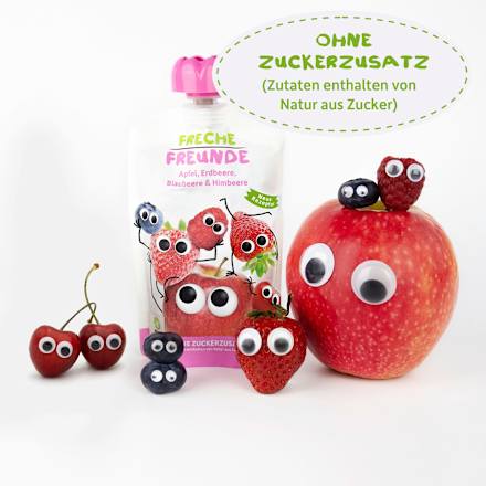Quetschie Apfel, Erdbeere, Blaubeere & Himbeere ab 6. Monat Freche Freunde