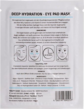 Patch occhi in idrogel Deep Hydration con Acido Ialuronico YEAUTY