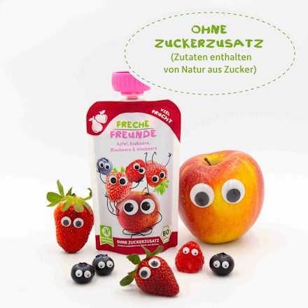 Quetschie Apfel, Erdbeere, Blaubeere & Himbeere ab 6. Monat Freche Freunde