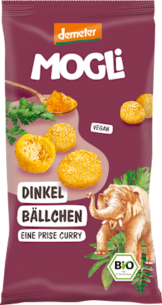 Kindersnack Dinkelbällchen Curry Banane, ab 3 Jahren  MOGLi