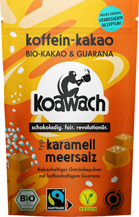 Kakaopulver Bio Koffein-Kakao mit Guarana, Karamell & Meersalz koawach