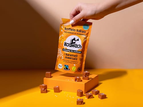 Kakaopulver Bio Koffein-Kakao mit Guarana, Karamell & Meersalz koawach