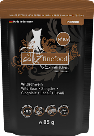 Nassfutter Katze mit Wildschwein, Adult catz finefood