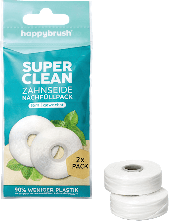 Zahnseide Super Clean gewachst Nachfüller (2x35 m) happybrush