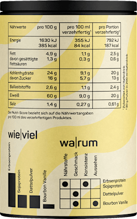 Proteinpulver Bourbon Vanille, vegan Naduria