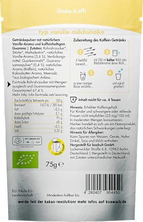 Getränkepulver, Milchshake Vanille koawach