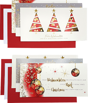 Grußkarten-Set mit Weihnachtsmotiven in rot CACTUS