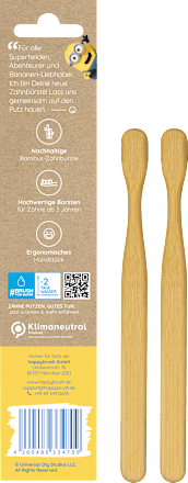 Zahnbürste Kinder Bambus Minions Doppelpack, ab 3 Jahren happybrush