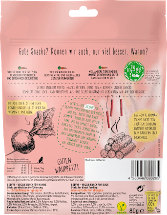 Hundeleckerli mit roter Beete & Buchenrauch, Beevys  VEGDOG