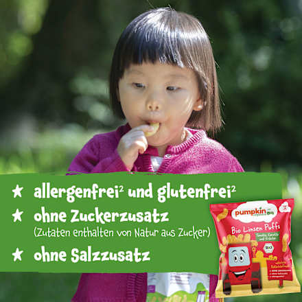 Kindersnack Linsen Puffs mit Tomate, Karotte & Kräutern ab 1 Jahr pumpkin organics
