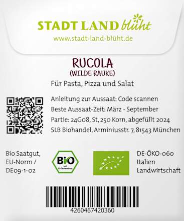 Saaten, Rucola (Wilde Rauke) Stadt Land blüht
