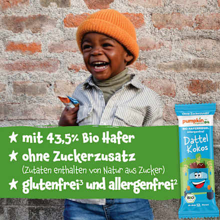 Fruchtriegel mit Hafer, Datteln & Kokosnuss ab 1 Jahr pumpkin organics