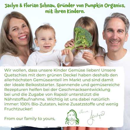 Quetschie Kürbis, Karotte, Apfel, Banane & Pfirsich ab 6 Monaten, pumpkin organics