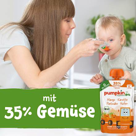 Quetschie Mango, Karotte, Pastinake & Hafer ab 6 Monaten pumpkin organics