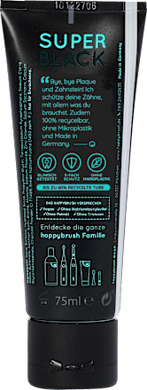 Zahnpasta Super Black mit Aktivkohle happybrush