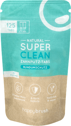 Natural Super Clean Zahnputz-Tabs Rundumschutz Nachfüllbeutel happybrush