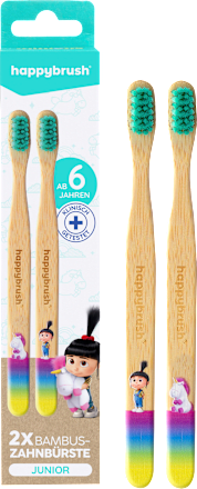 Bambus-Zahnbürste Junior Einhorn Doppelpack happybrush