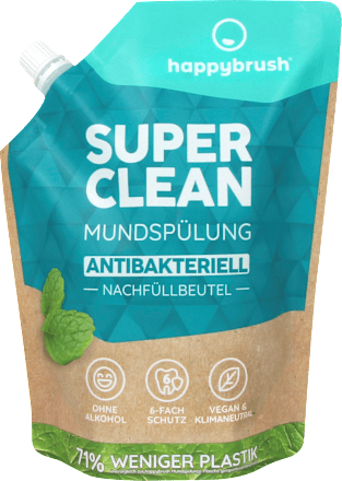 Mundspülung Super Clean Antibakteriell Nachfüllbeutel happybrush