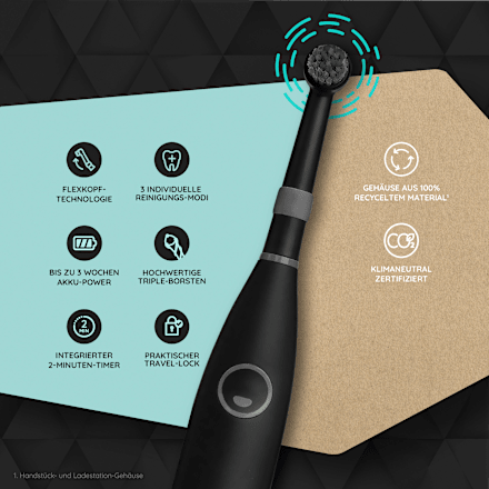 Elektrische Zahnbürste Eco R2 all Black happybrush