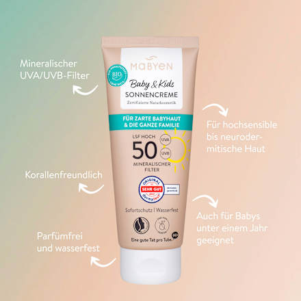Sonnencreme Baby & Kids sensitiv, LSF 50 Mabyen