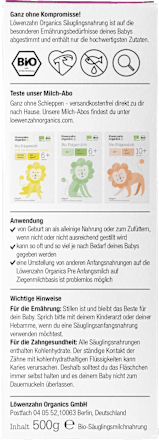 Anfangsmilch Pre auf Ziegenmilchbasis von Geburt an Löwenzahn Organics