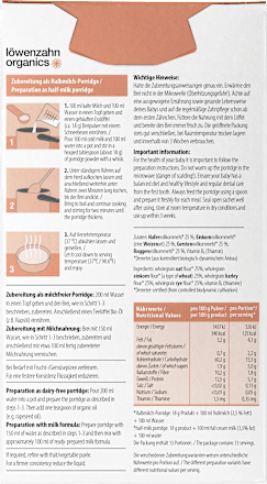 Porridge 4-Korn ab dem 7. Monat Löwenzahn Organics