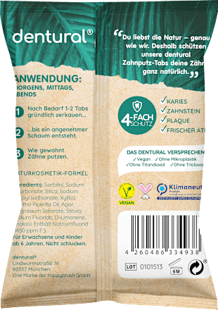 Zahnputztabletten Rundumschutz mit Fluorid dentural