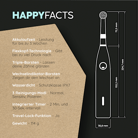 Elektrische Zahnbürste Eco R2 all Black happybrush