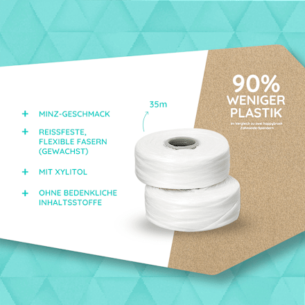 Zahnseide Super Clean gewachst Nachfüller (2x35 m) happybrush