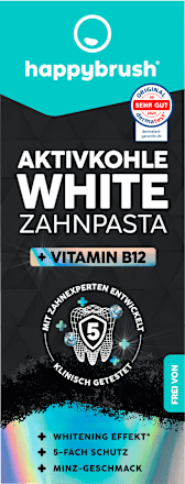 Zahnpasta Aktivkohle White mit Vit. B12 happybrush
