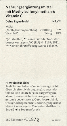 MSM mit Vitamin C Tabletten 180 St Nature Love