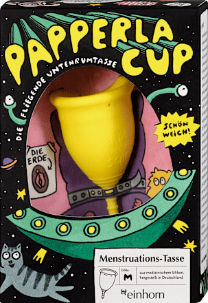 Papperlacup Menstruationstasse Gr. M einhorn