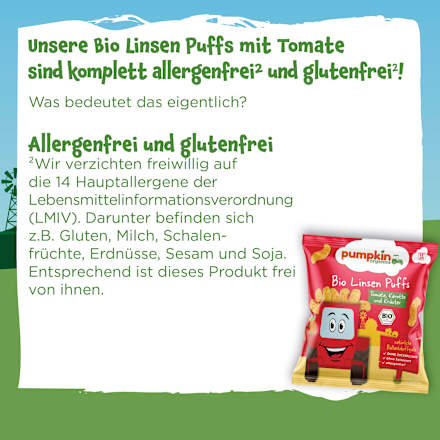 Kindersnack Linsen Puffs mit Tomate, Karotte & Kräutern ab 1 Jahr pumpkin organics