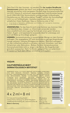 Sonnencreme Gesicht, straffend LSF 30 (4x2 ml) BE ROUTINE